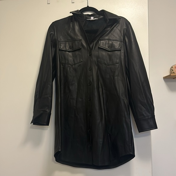 Bb Dakota by Steve Madden Dresses | Bb Dakota Faux Leather Shirtdress - Xs | Color: Black | Size: Xs | Kimarison's Closet